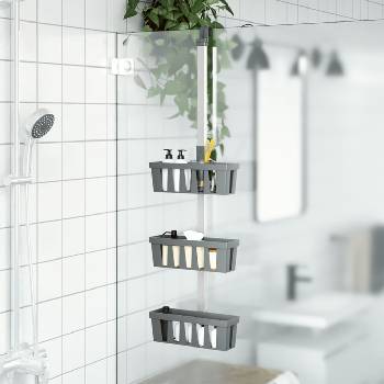 vidaXL Рафт за закачалка за душ 30x15x(67-105) см алуминий (154599)