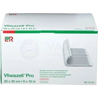 Vliwazell Pro Superabsorbčné sterilné krytie na rany 20 x 25 cm 10 ks