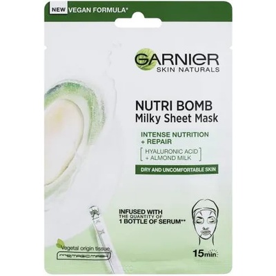 Skin Naturals Nutri Bomb Almond Milk + Hyaluronic Acid хидратираща маска от плат за жени