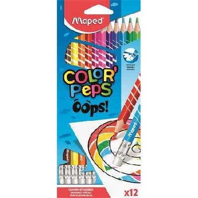Maped ColorPeps Oops sada barevných tužek trojhranné s možností gumování 12 různých barev 832812
