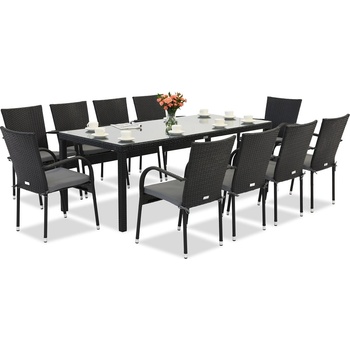 Garden Point Градинска мебел от техникоратан Milan за 10 души с голяма маса Garden Point black (GAP1072-10)