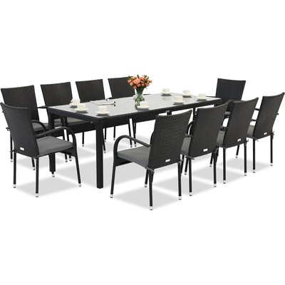 Garden Point Градинска мебел от техникоратан Milan за 10 души с голяма маса Garden Point black (GAP1072-10)