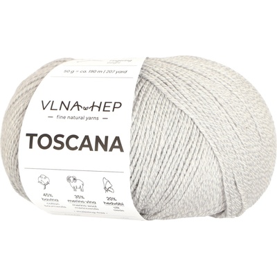 Vlna-hep Příze Toscana - jemná přírodní příze - bavlna, merino vlna, hedvábí Toscana: 143020 Oyester Mushroom