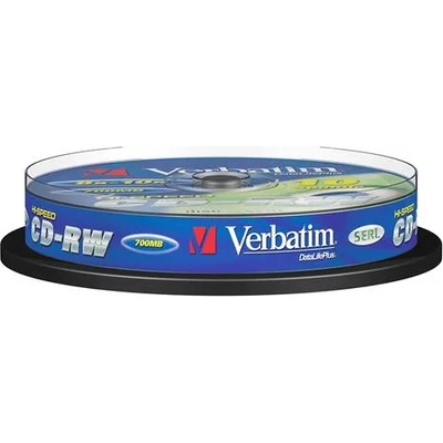 Verbatim CD-RW, презаписваем, 700 MB, 12x, с покритие против надраскване, 10 броя в шпиндел (043480)