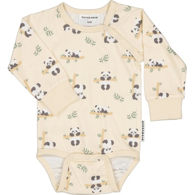 Bambusové body detské s dlhým rukávom Beige panda Geggamoja