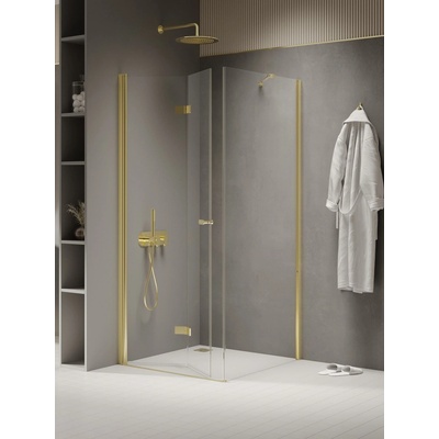 New Trendy New Soleo Light Gold sprchovací kút 90x80 cm štvorcová zlatá lesklé/priehľadné sklo K-1908