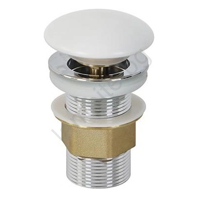 Bathco 0212MT-Изпускател за мивка без преливник CLICK-CLACK Ø6 cm, лъскав хром/мат бял (BO0049)