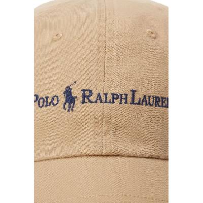 Ralph Lauren Памучна шапка с козирка Polo Ralph Lauren в бежово с изчистен дизайн 211967360 (211967360)