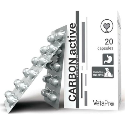 VetaPro CarbonActive tráviaci adsorbent pre psov a mačky 20 kapsúl