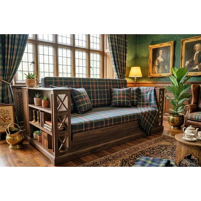 Barrington Furniture Rozkládací pohovka na každodenní spaní zelená skotská kostka
