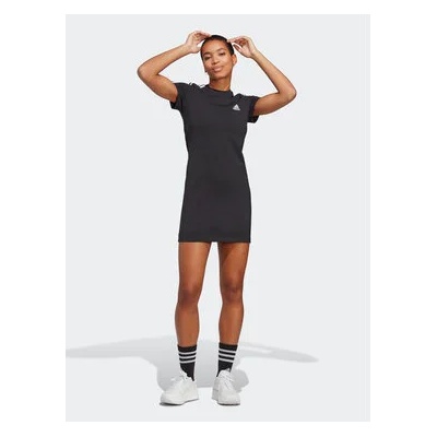 Adidas Ежедневна рокля Essentials 3-Stripes Tee Dress IC8785 Черен Fitted Fit (Essentials 3-Stripes Tee Dress IC8785)