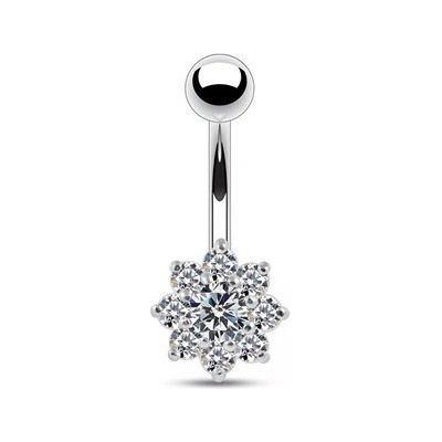 Šperky4U stříbrný piercing do pupíku kytička BP01257-C