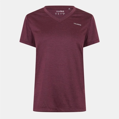 USA Pro Дамска тениска USA Pro Tech V Tee Ladies - Dark Cherry