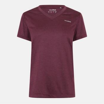 USA Pro Дамска тениска USA Pro Tech V Tee Ladies - Dark Cherry