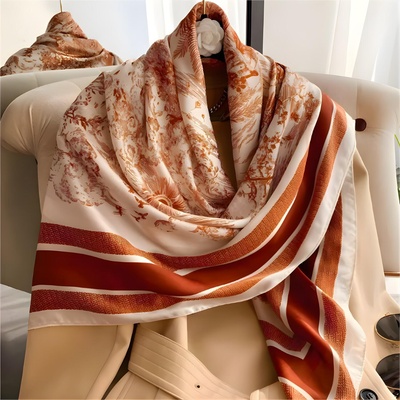 HARAHU Шал ul-38930 - Оранжева / Бяла kp38930 (ul-38930)