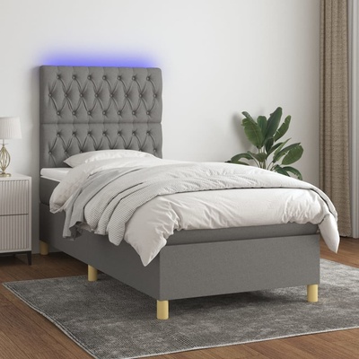 Petrashop 3135646 boxspring postel s matrací a LED tmavě šedá textil