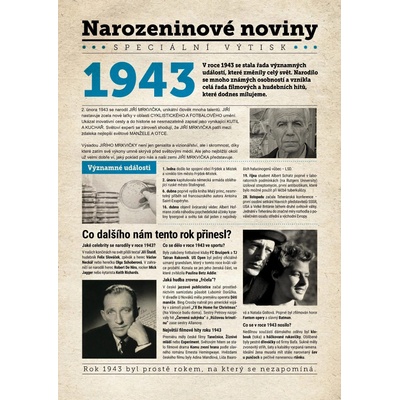 Narozeninové noviny 1943 s vlastním textem a fotografií S textem