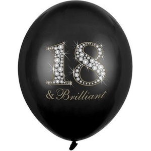 Party Deco Латексови Балони Пастел с Печат 18, Черен 30см - (1 пакет / 6 бр. ) (sb14p-136-010-6)