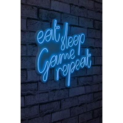 ASIR Nástěnná dekorace s led osvětlením EAT SLEEP modrá