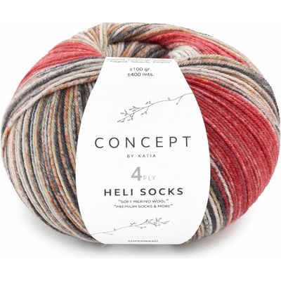 HELI SOCKS Katia Farby HELI SOCKS: 304 vínová-hrdzavá-okrová