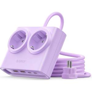 ORICO PDC25 25W 6в1 Разклонител 2x AC + 2x USB-A + 2x USB-C - Лилав (ORICO-PDC25-2A2U2C-EU-PU-EP)