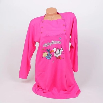 Image 1 of Нощница за бременни в цикламено с щъркел и бебе