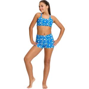Modibodi Момичешки менструални бански костюм Modibodi Teen Smileyworld Hi Waist Short Boho Botanical Blue долна част Modibodi | Sin Mnogotsveten | Момичешки | 8-10 години
