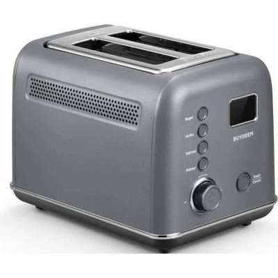 Тостер за хляб buydeem dt730e, 900w, 2 слота, 9 автоматични програми, 9 степени на препичане, Иноксов корпус, lcd дисплей, led индикатори, Самоцентриране, Таймер, Сив (dt730e-ig/eu)
