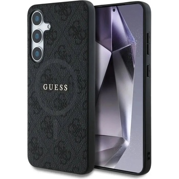 GUESS Leather 4G Colored Ring Classic Logo MagSafe калъф за Samsung Galaxy S25 черен (3666339449483)