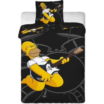 Jerry Fabrics Povlečení Homer Simpson kytara Černá Bavlna 140x200 70x90