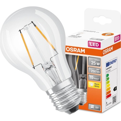 Osram LED žiarovka E27 A60 CL 3W 25W 250lm 2700K Warm 300° Filament STAR