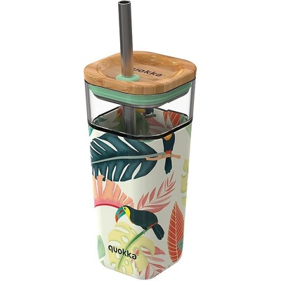 Quokka Cube Sklenený pohár so silikónovým povrchom TOUCANS 40056 540 ml