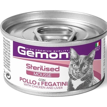 Gemon Sterilised Cat Mousse with Chicken Livers - консерва за кастрирани котки, мус с пилешко и черен дроб 85 гр, Италия - 1039