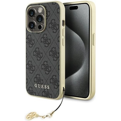 GUESS Кейс Guess GUHCP15LGF4GGR за iPhone 15 Pro 6.1", сив / сив, твърд, 4G Charms Collection (3666339171681)