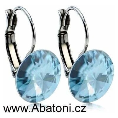 Swarovski Elements Rivoli stříbrné visací modré kulaté 31106.3 Aquamarine modrá světlá azurová nebeská
