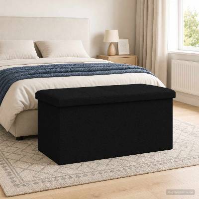 vidaXL Сгъваема пейка за съхранение Черно 180 кг 80 Л 77 x 38 x 38 см (42045230)