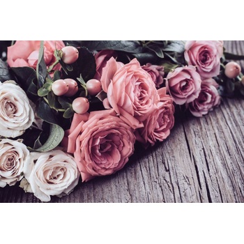 DIMEX ART s. r. o Флизелинов фототапет розови и бежови рози 375 x 250 см