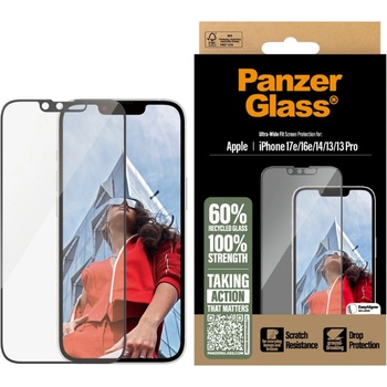 Panzer Стъклен протектор PanzerGlass за Apple iPhone 17E, iPhone 16E, 14, 13, 13 Pro, UWF, Прозрачен