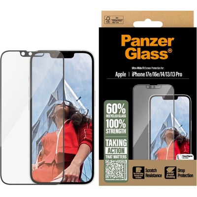 Panzer Стъклен протектор PanzerGlass за Apple iPhone 17E, iPhone 16E, 14, 13, 13 Pro, UWF, Прозрачен