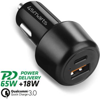 4smarts Бързо Зарядно за Кола usb-c, 4smarts 12v 65w+18w, Черен (456260)