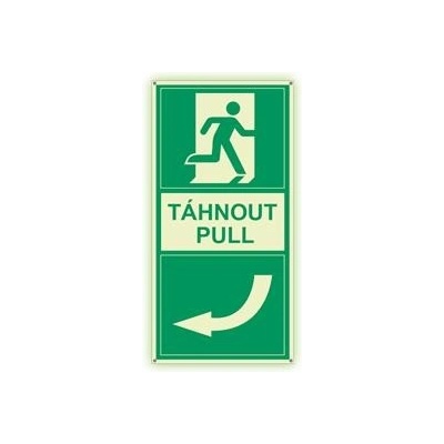 Pod kliku dveří - Táhnout - Vlevo - fotoluminiscenční tabulka s dírkami, plast 2 mm 200x100 mm
