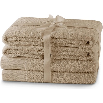 Restilo Бежови памучни хавлии и кърпи за баня в комплект от 6 бр. от тери Amari - AmeliaHome (120010832)