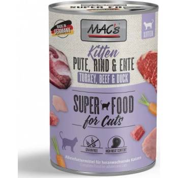 Image 1 of MAC's Mac’s Cat KITTEN, консерва за подрастващи котки, БЕЗ ЗЪРНО, с пуешко, говеждо и патешко месо, 400 гр - Германия - 842VE