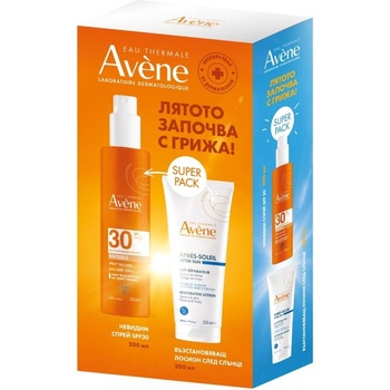Avène Sun Комплект - Слънцезащитен спрей и Лосион за след слънце, 2 х 200 ml