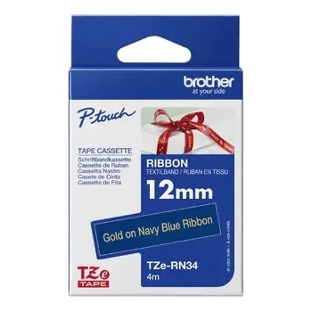 Brother textile tape gold/navy 12mm/4m (TZERN34)