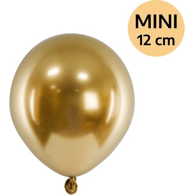 PartyDeco Balonek latex zlatý chromový 30 cm