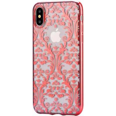DEVIA Crystal Baroque Case - силиконов (TPU) калъф за iPhone XS, iPhone X (с кристали Сваровски) (червен)