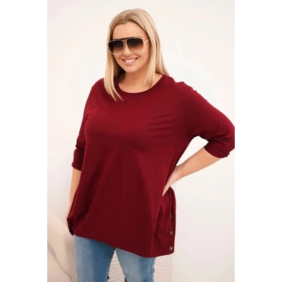 Kesi Dámska blúzka Plus Size z bavlny s ozdobnými gombíkmi Hnedá