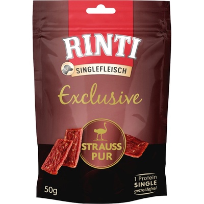 RINTI Single Meat Exclusive Snack Ekonomické balenie: Pštros čistý 3 x 50 g
