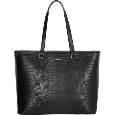 Charm London Černá vroubkovaná shopper kabelka Olympie